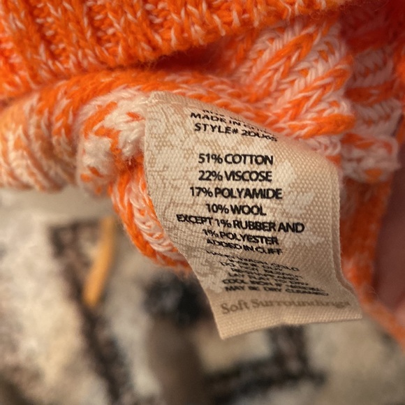 Soft Surroundings Mock Neck White and Orange Sweater - Picture 5 of 5